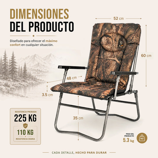 CUZO F7R - Sillón plegable ligero para camping, pesca, jardín y exterior, color Arce