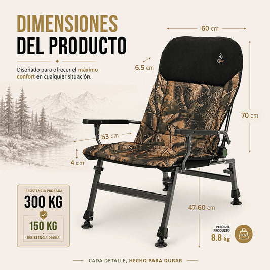 CUZO FK5 - Sillón Grande plegable para camping, pesca, jardín y exterior, color Arce