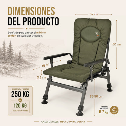 CUZO F5R - Sillón plegable para camping, pesca, jardín y exterior, color Verde