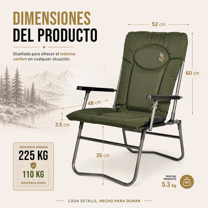 CUZO F7R – Cadeira dobrável leve para camping, pesca, jardim e exterior, cor verde