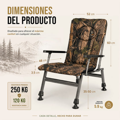 CUZO F8R - Sillón plegable para camping, pesca, jardín y exterior, color Arce