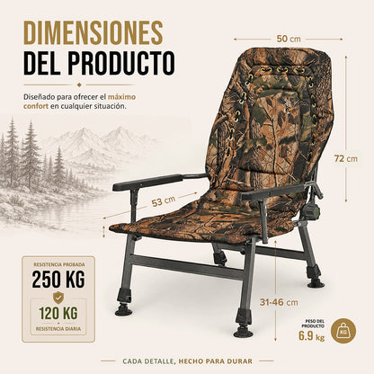 CUZO FK2 - Sillón Grande plegable para camping, pesca, jardín y exterior, color Arce