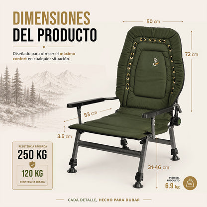CUZO FK2 – Grand fauteuil pliant pour camping, pêche, jardin & extérieur, couleur verte