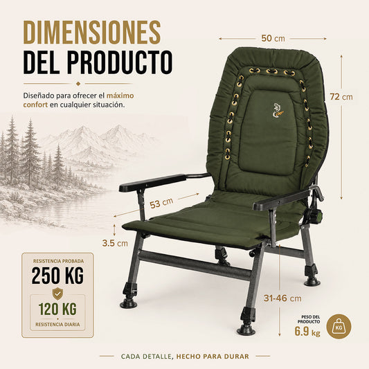 CUZO FK2 - Sillón Grande plegable para camping, pesca, jardín y exterior, color Verde