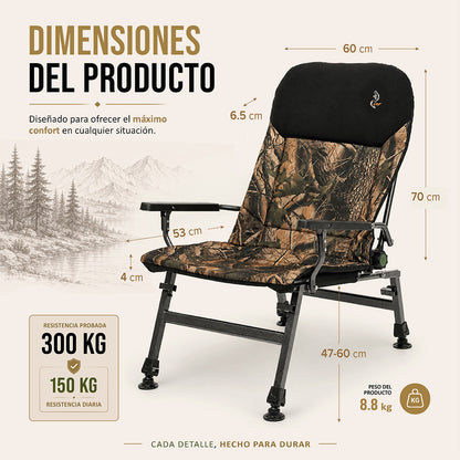 CUZO FK5 - Large folding chair for Camping, Fishing, Garden & Outdoor, color Maple
