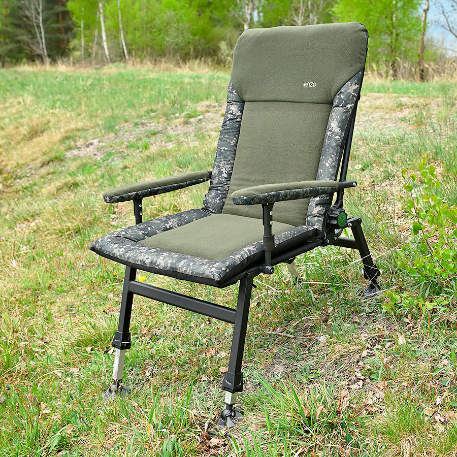 CUZO Enzo – Grand fauteuil pliant Premium pour camping, pêche, jardin & extérieur, couleur verte