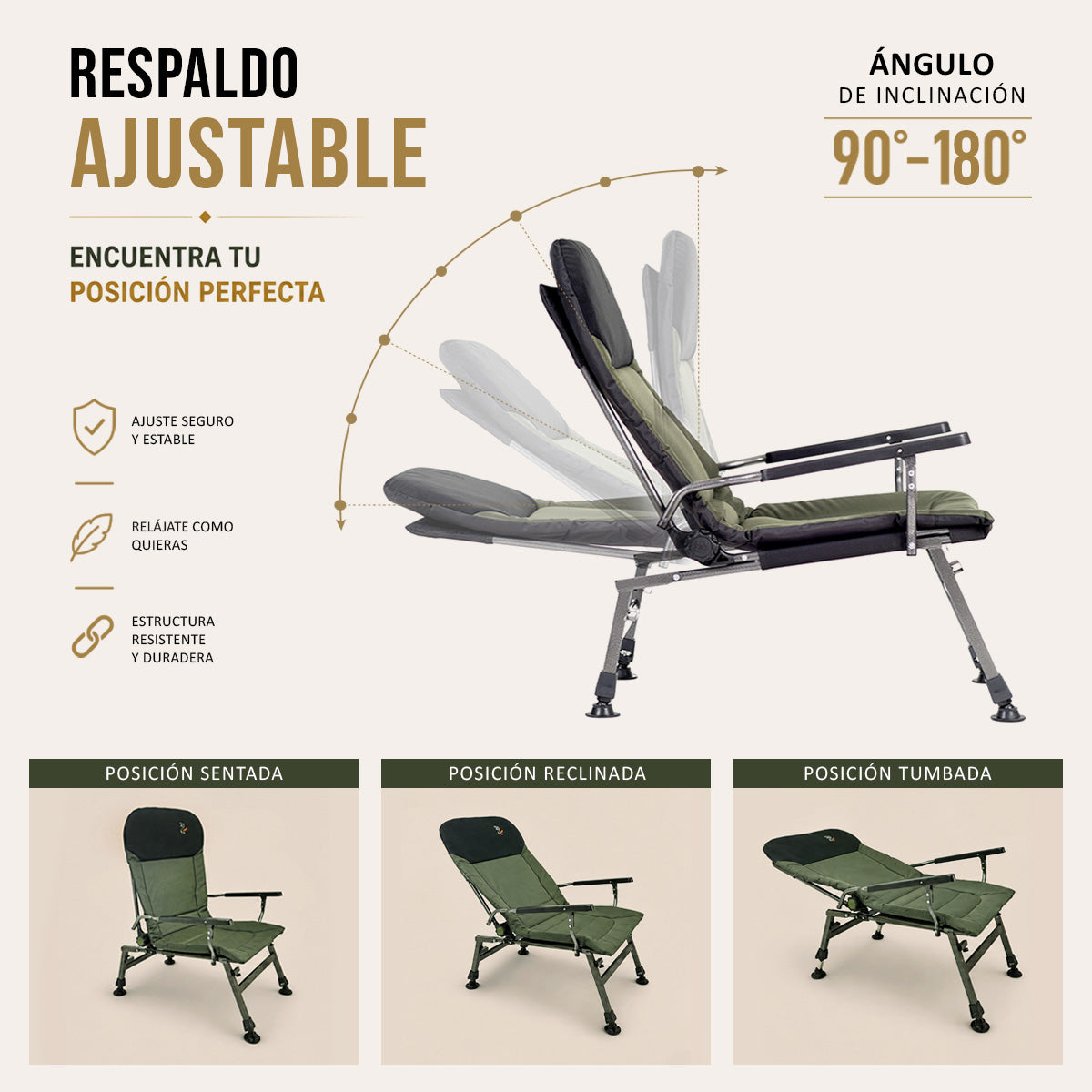 CUZO FK5 - Sillón Grande plegable para camping, pesca, jardín y exterior, color Verde