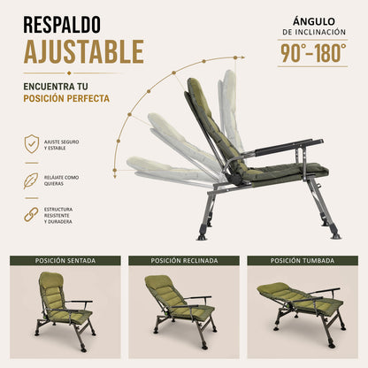 CUZO FK6 - Sillón Premium Grande para camping, pesca, jardín y exterior, color Verde