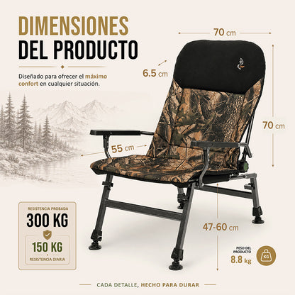 CUZO FK5 – Sillón plegable grande para Carpfishing, Pesca y Outdoor