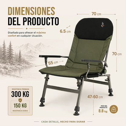 CUZO FK5 - Large folding chair for Carpfishing, Fishing & Outdoor