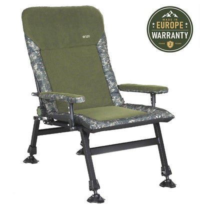 CUZO Enzo – Grand fauteuil pliant Premium pour camping, pêche, jardin & extérieur, couleur verte